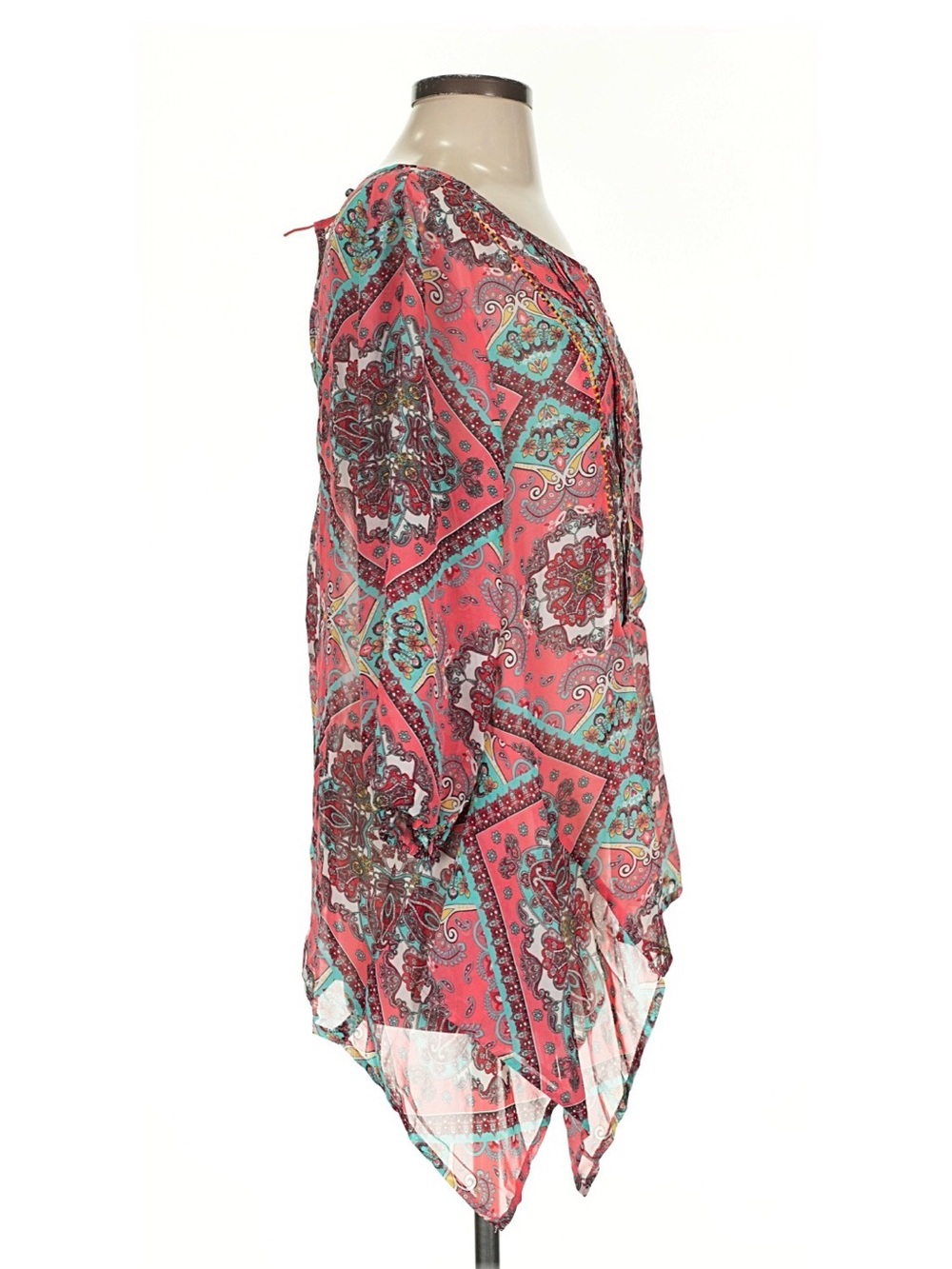 Umgee NWT Pink & Teal Boho Blouse - Picture 3 of 7